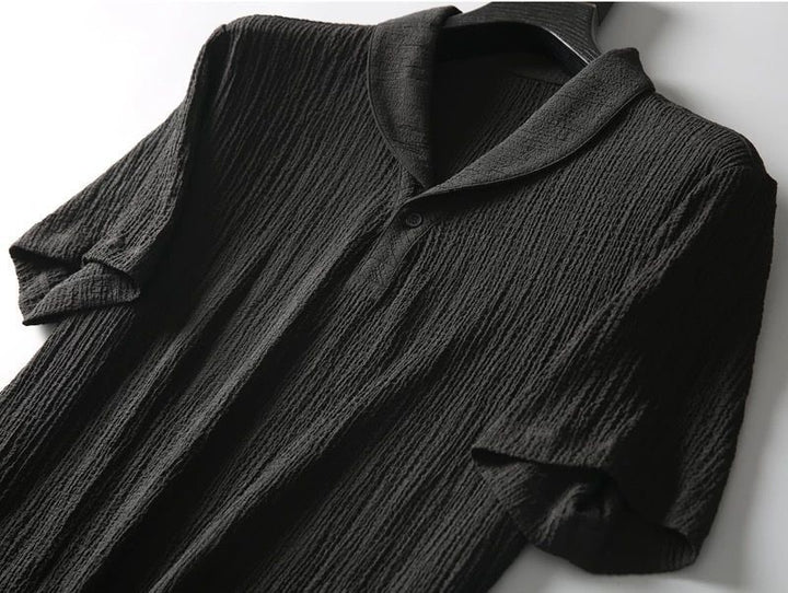 Men's Linen Blend Short Sleeve Button Up And Pants Two Piece Set