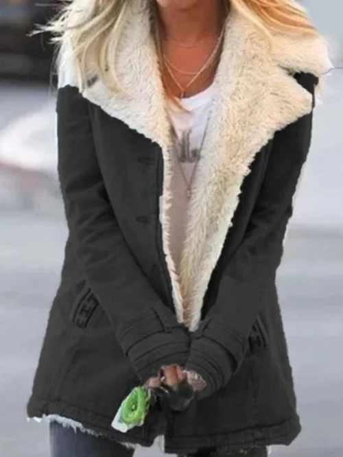 Γυναικείο παλτό με επένδυση από φλις και shearling, μπουφάν, εξωτερικό ρούχο, παρκά.