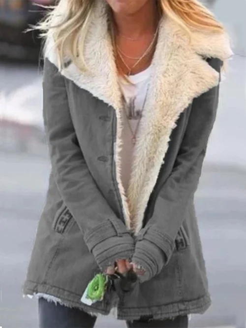 Γυναικείο παλτό με επένδυση από φλις και shearling, μπουφάν, εξωτερικό ρούχο, παρκά.