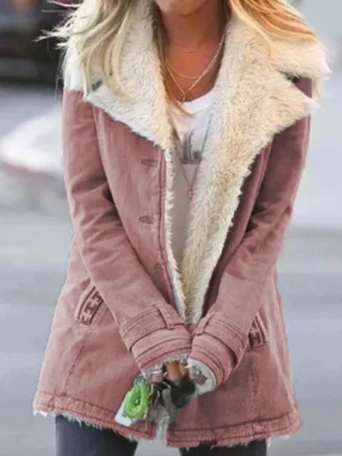 Γυναικείο παλτό με επένδυση από φλις και shearling, μπουφάν, εξωτερικό ρούχο, παρκά.