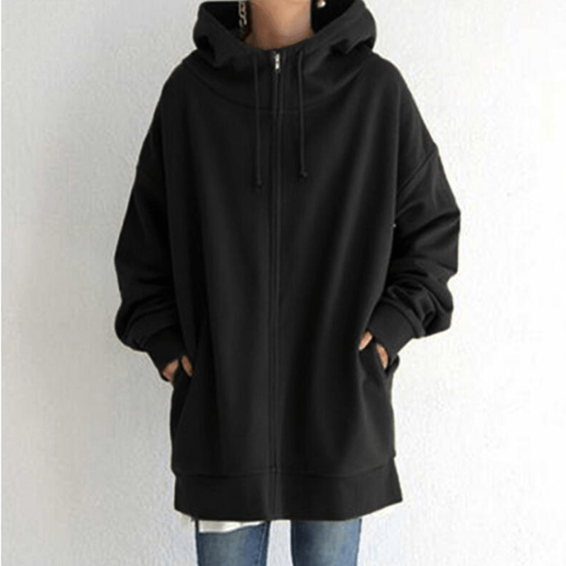 Women’s Oversized Fleece Hooded Zip-Up Jacket