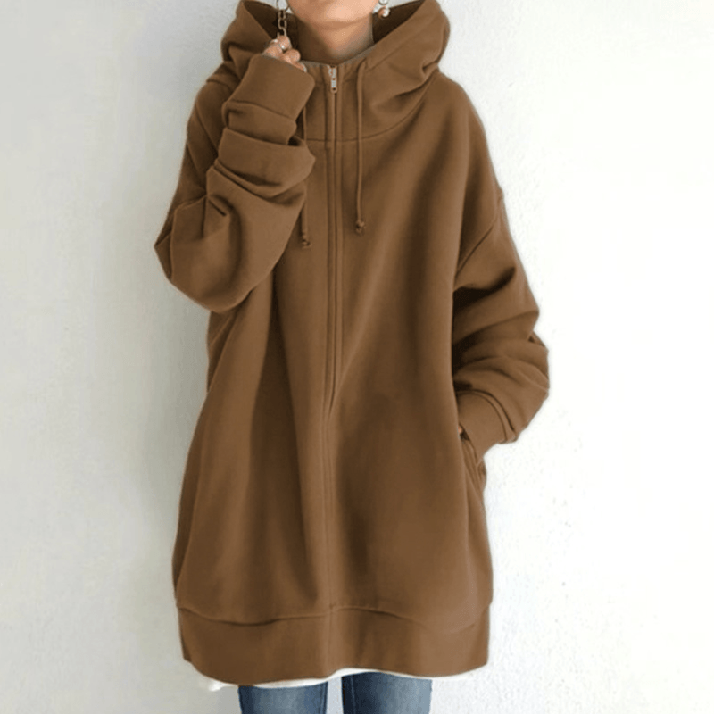 Women’s Oversized Fleece Hooded Zip-Up Jacket