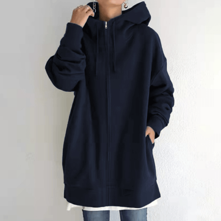 Women’s Oversized Fleece Hooded Zip-Up Jacket