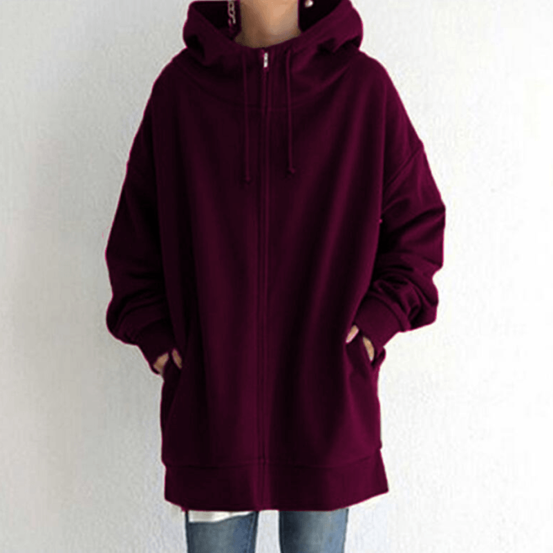 Women’s Oversized Fleece Hooded Zip-Up Jacket