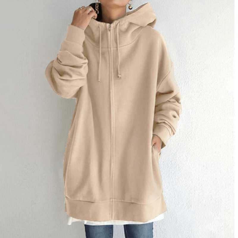 Women’s Oversized Fleece Hooded Zip-Up Jacket