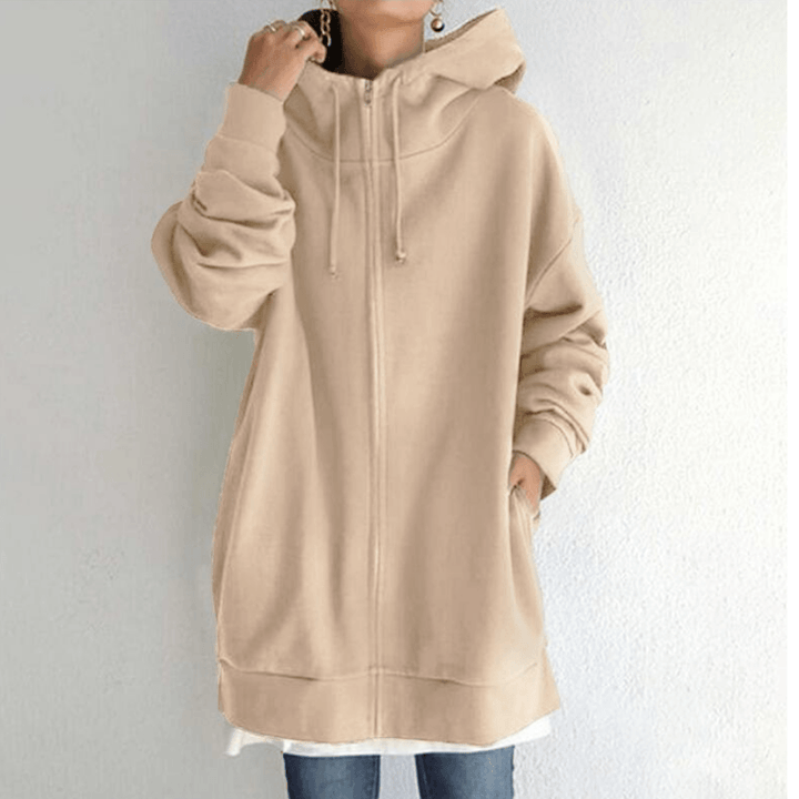 Women’s Oversized Fleece Hooded Zip-Up Jacket