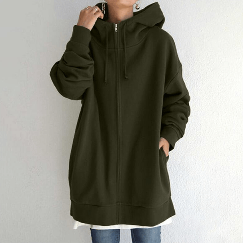 Women’s Oversized Fleece Hooded Zip-Up Jacket