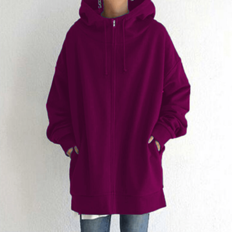 Women’s Oversized Fleece Hooded Zip-Up Jacket