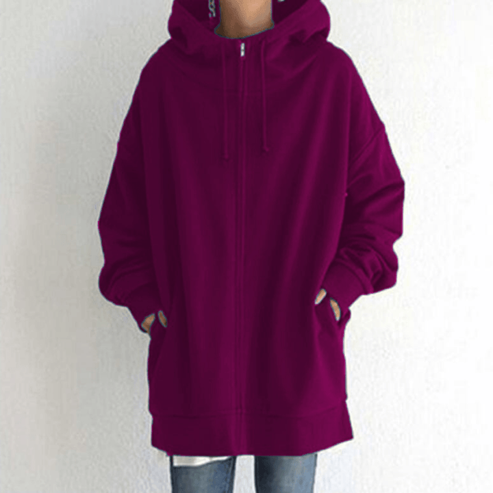 Women’s Oversized Fleece Hooded Zip-Up Jacket
