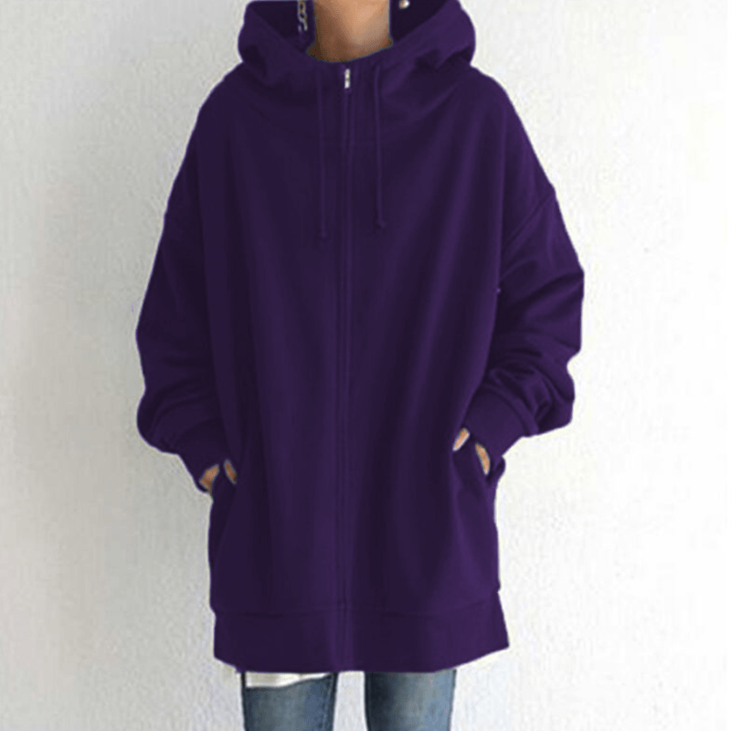 Women’s Oversized Fleece Hooded Zip-Up Jacket
