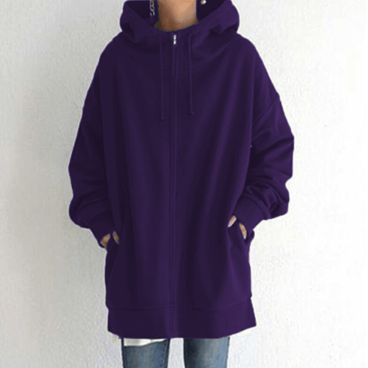 Women’s Oversized Fleece Hooded Zip-Up Jacket