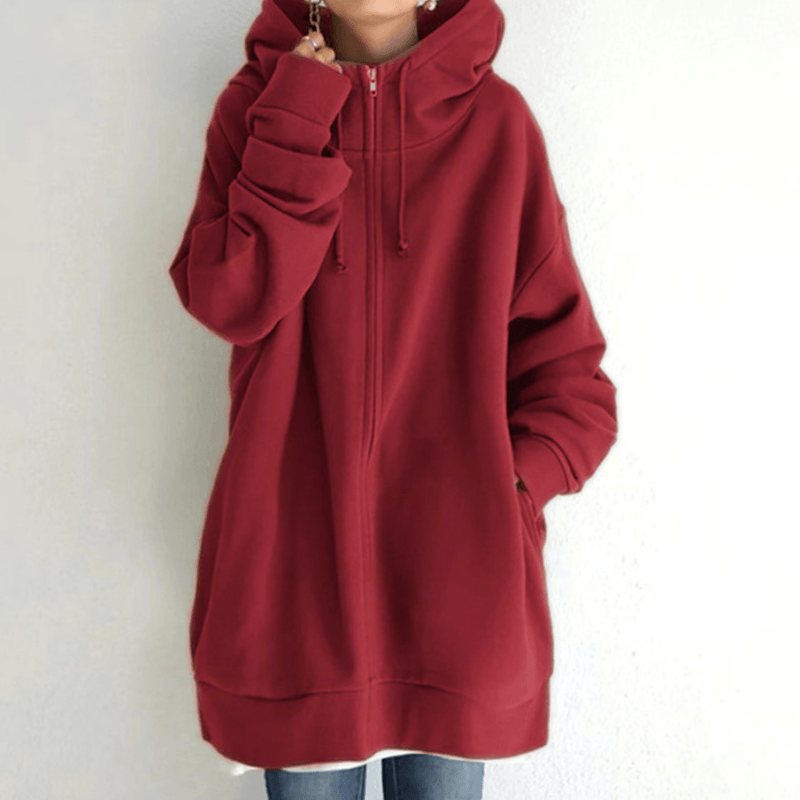 Women’s Oversized Fleece Hooded Zip-Up Jacket