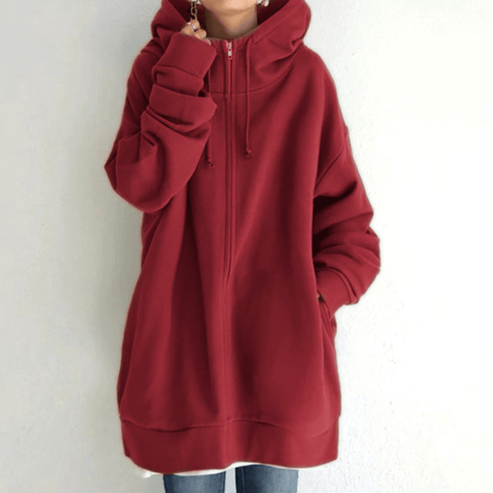 Women’s Oversized Fleece Hooded Zip-Up Jacket