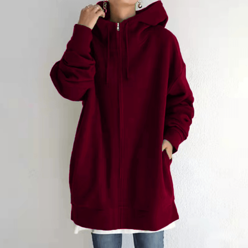 Women’s Oversized Fleece Hooded Zip-Up Jacket