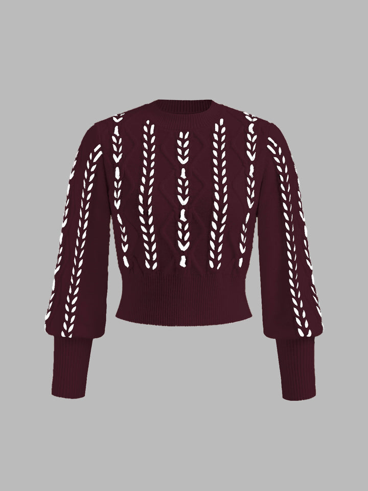 Women's Wool Knit Sweater Long Sleeve Crewneck Pullover Top