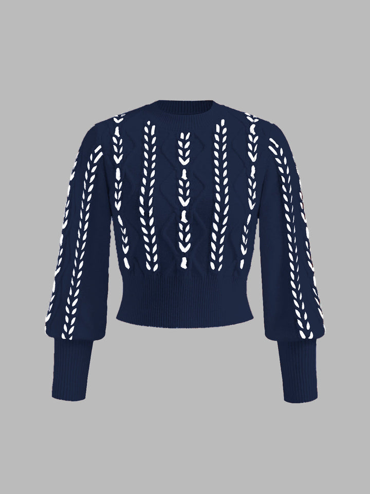 Women's Wool Knit Sweater Long Sleeve Crewneck Pullover Top
