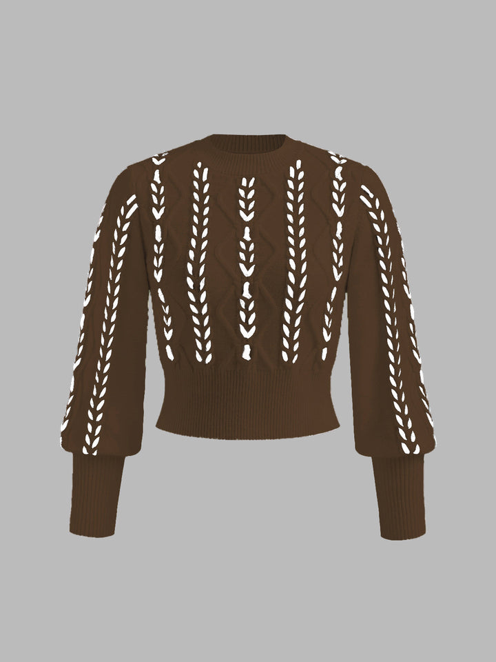 Women's Wool Knit Sweater Long Sleeve Crewneck Pullover Top