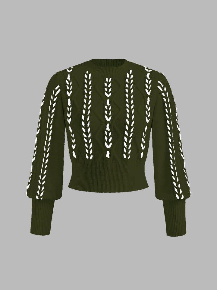 Women's Wool Knit Sweater Long Sleeve Crewneck Pullover Top