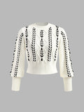 Women's Wool Knit Sweater Long Sleeve Crewneck Pullover Top