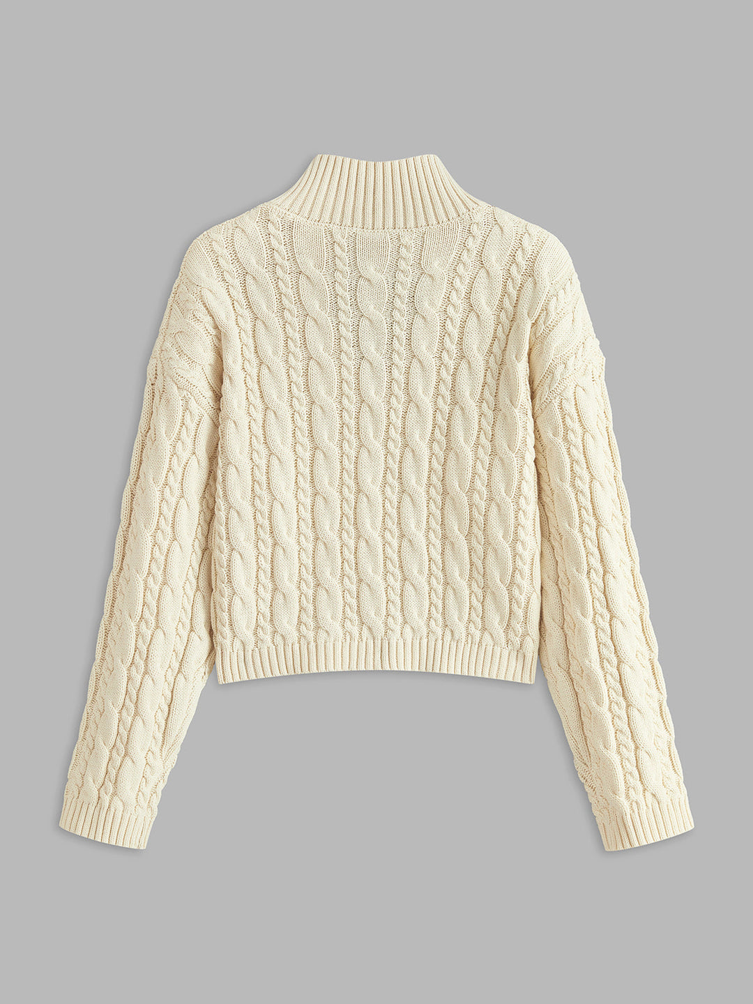 Women's Cable Knit Jumper High Neck Sweater Top