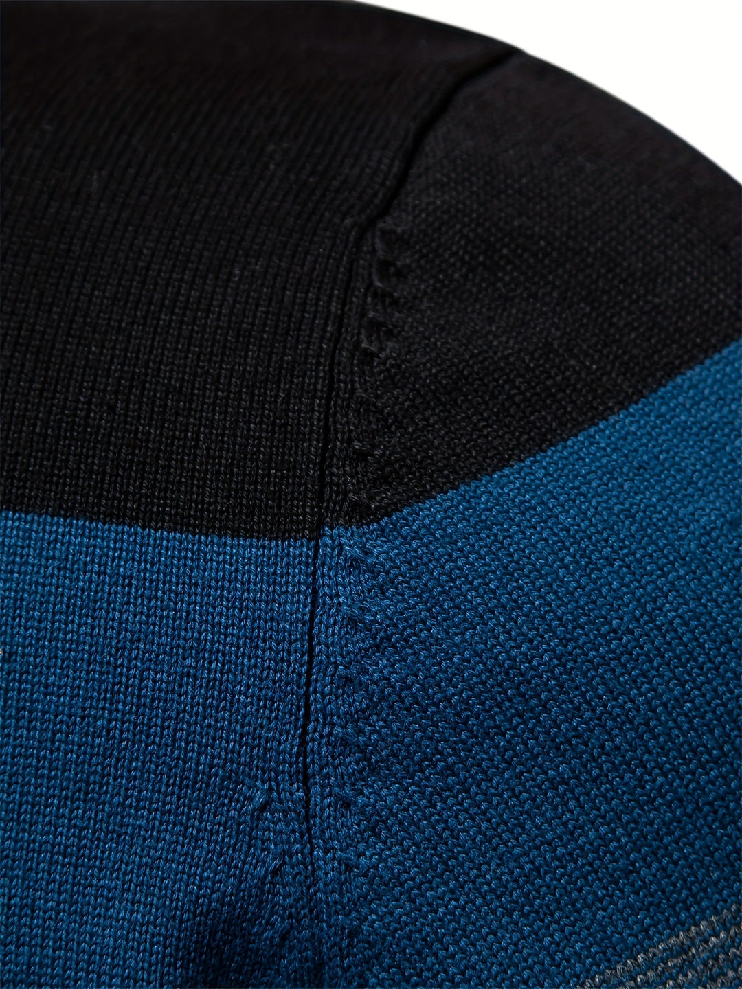 Men's Knit Jumper Quarter Zip Wool Mix Stripe Long Sleeve Sweater