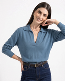 Damski dzianinowy sweter z kołnierzykiem z wełny merino