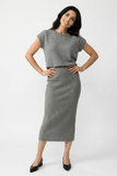 Women Knit Midi Skirt and Short Sleeve Top Two- Piece Set