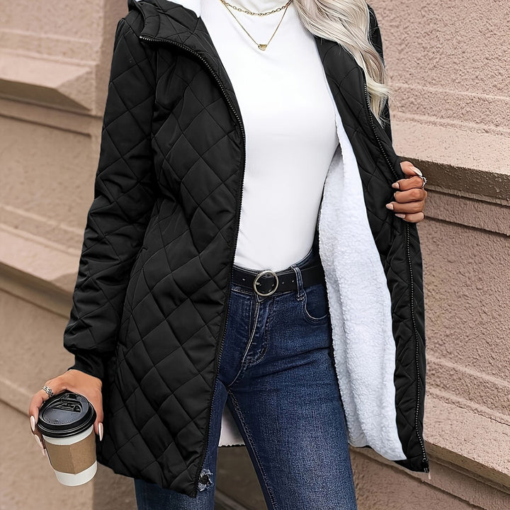 Women's Quilted Fleece Lined Hooded Jacket