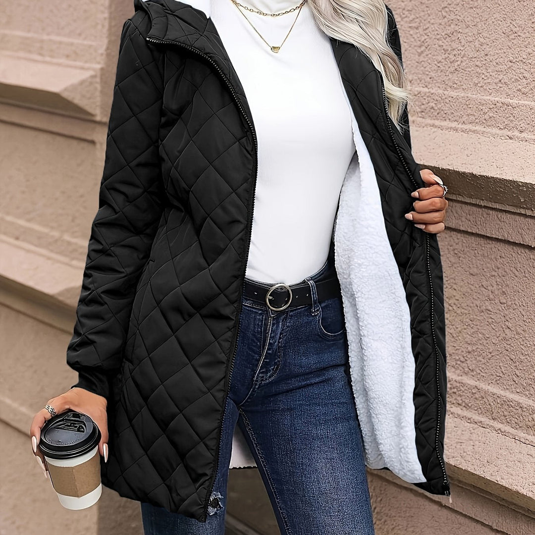 Women's Quilted Jacket Fleece Lined Hooded Coat