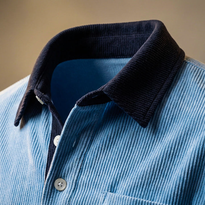 Men's Ribbed Knit Long Sleeve Polo Shirt