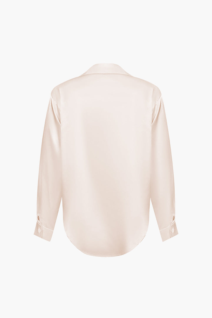 Women's Silk Satin Button Up Shirt Long Sleeve Blouse
