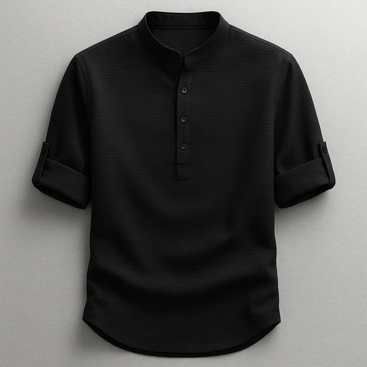 Men's Knit Blend Textured Long Sleeve Henley Shirt
