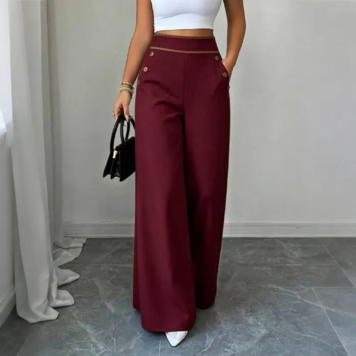 Women's Rayon Blend High Rise Wide Leg Sailor Trousers