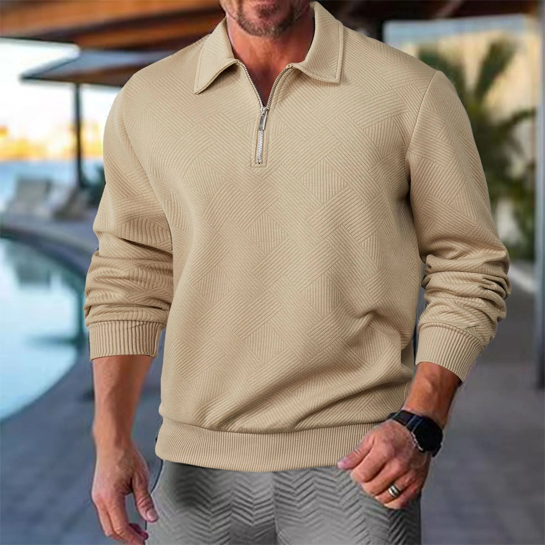 Men's Knit Quarter Zip Polo Sweater