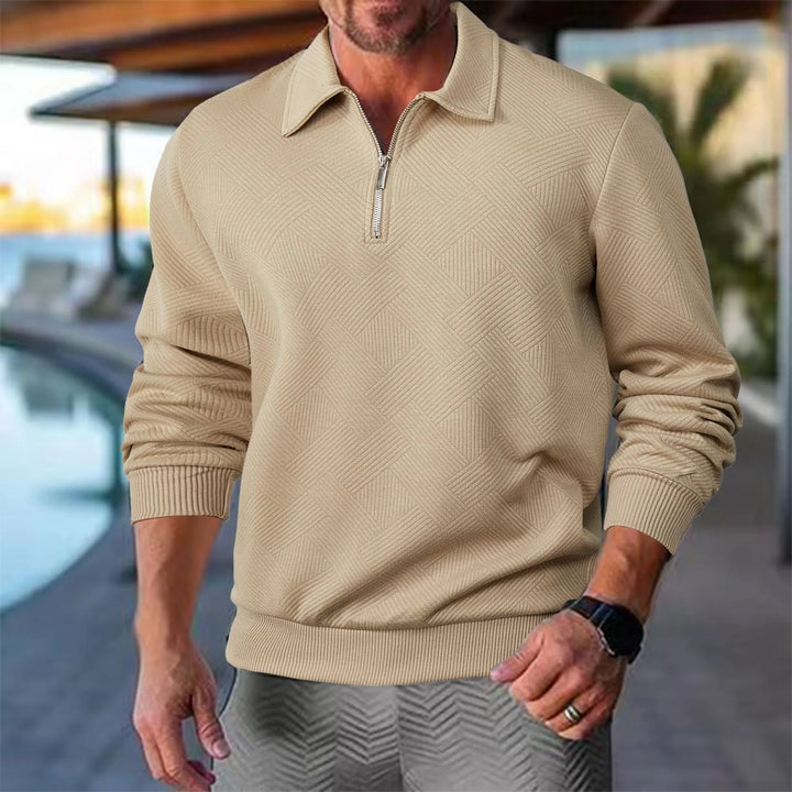 Men's Knit Quarter Zip Polo Sweater