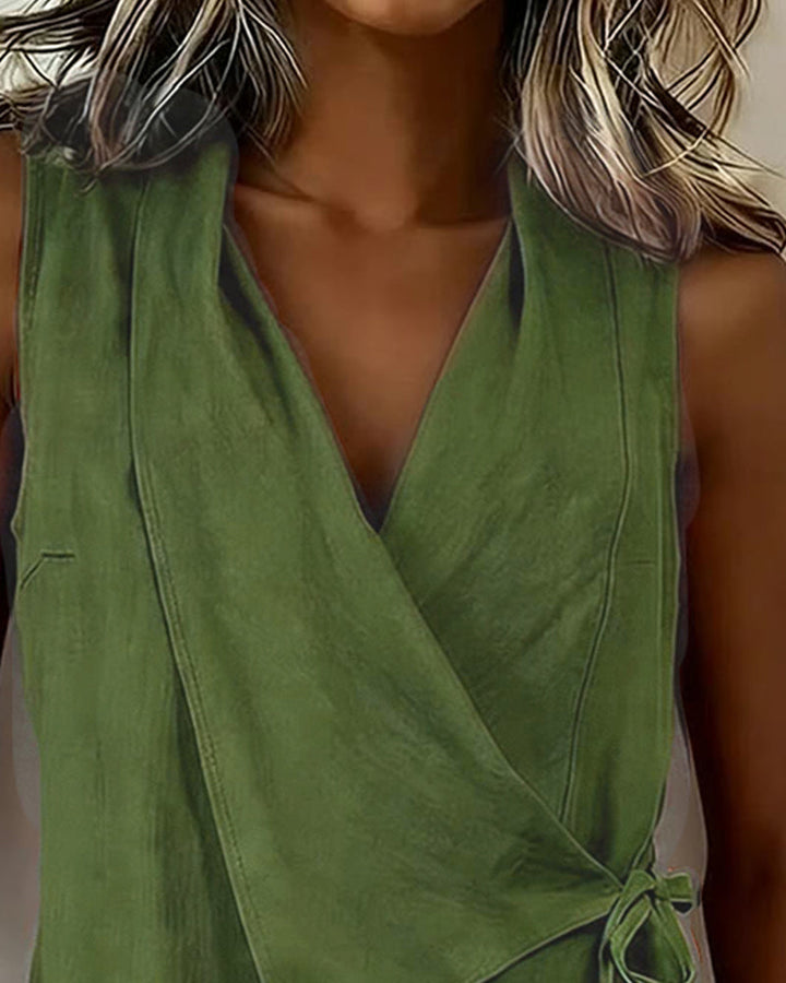 Women's Linen Wrap Top Vest