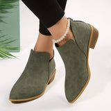 Women's Suede Ankle Boots with Low Block Heel