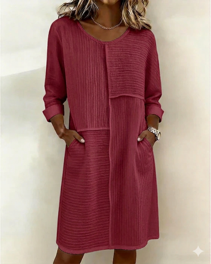 Women's Linen Blend Shift Dress Tunic