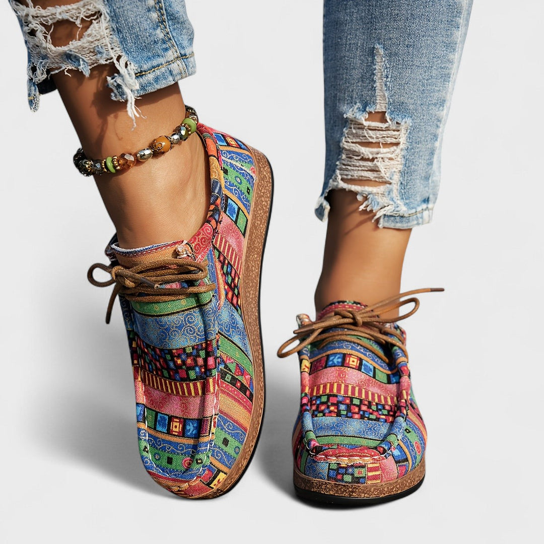 Women's Canvas Bohemian Walking Shoes Lightweight Slip On Sneakers