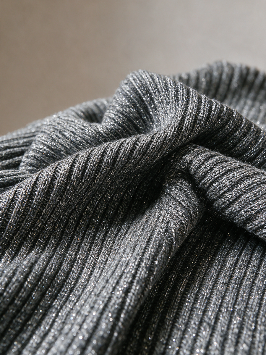 Women's Ribbed Knit Square Neck Zip Up Sweater Cardigan