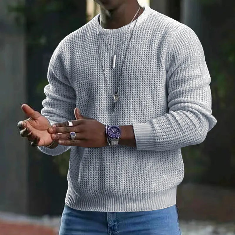 Men's Knit Crewneck Sweater Wool Long Sleeve Pullover