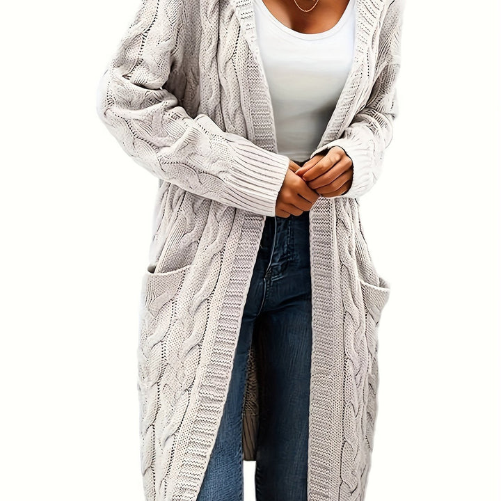 Cardigan oversize tricoté pour femme, ouvert sur le devant