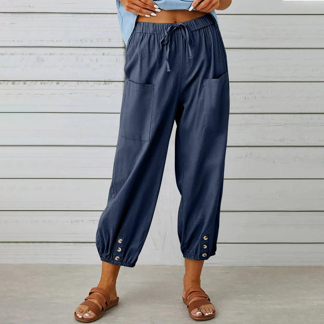 Women's Linen Trousers Relaxed Fit Joggers