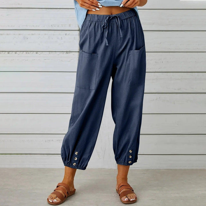 Women's Linen Trousers Relaxed Fit Joggers