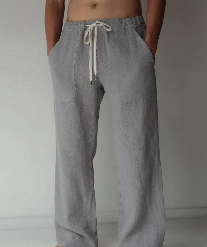 Men's Linen Wide Leg Casual Drawstring Trousers
