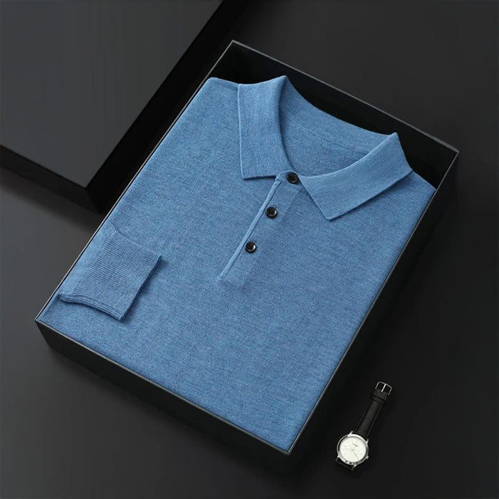 Pull polo en maille à manches longues pour homme