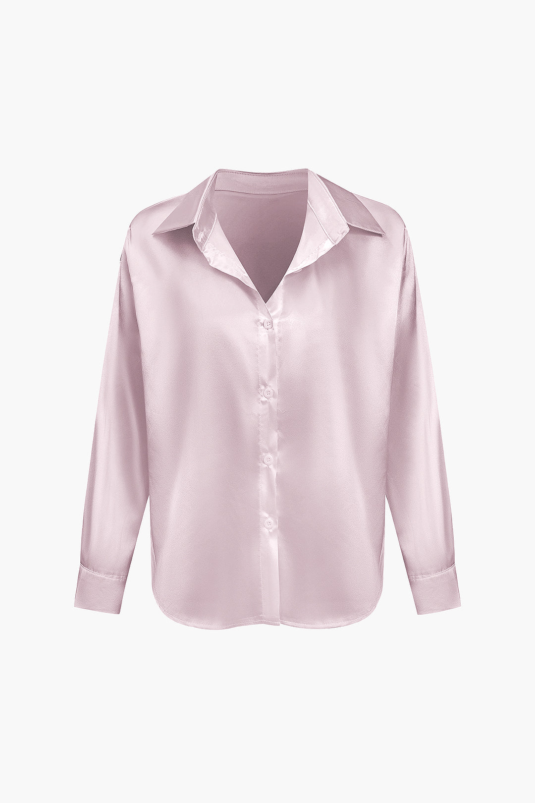 Women's Silk Satin Button Up Shirt Long Sleeve Blouse