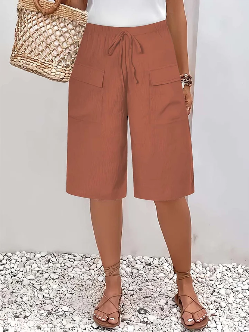 Women's Linen Bermuda Cargo Shorts