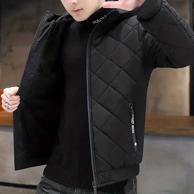 Men’s Fleece Hooded Quilted Puffer Jacket