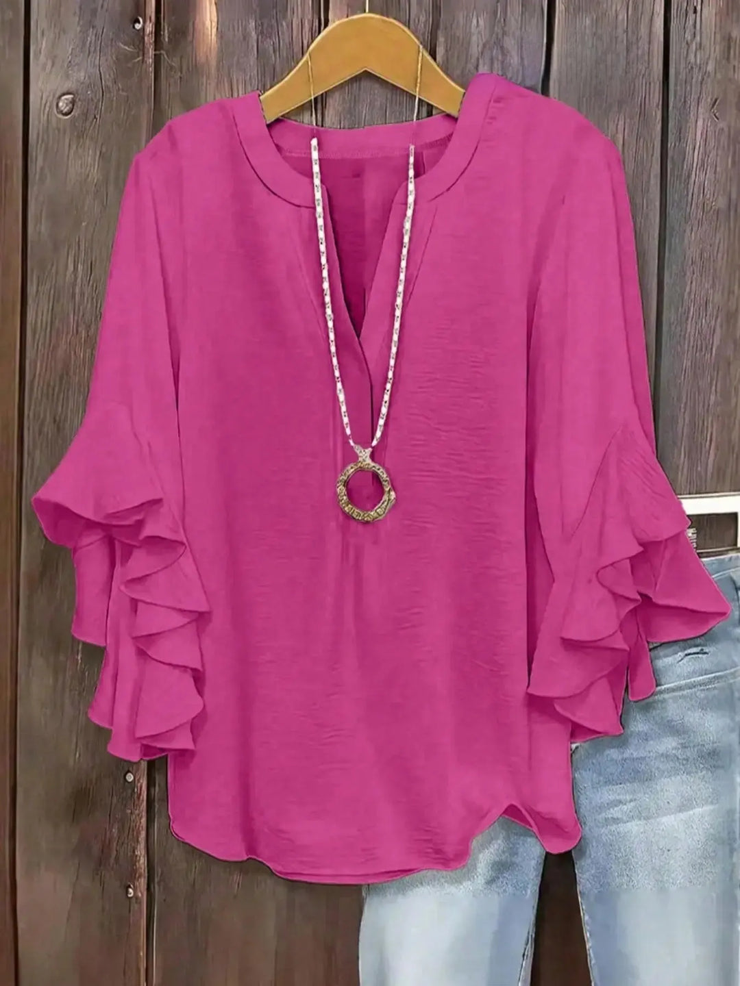 Women's Rayon Blend Short Sleeve V-Neck Casual Blouse